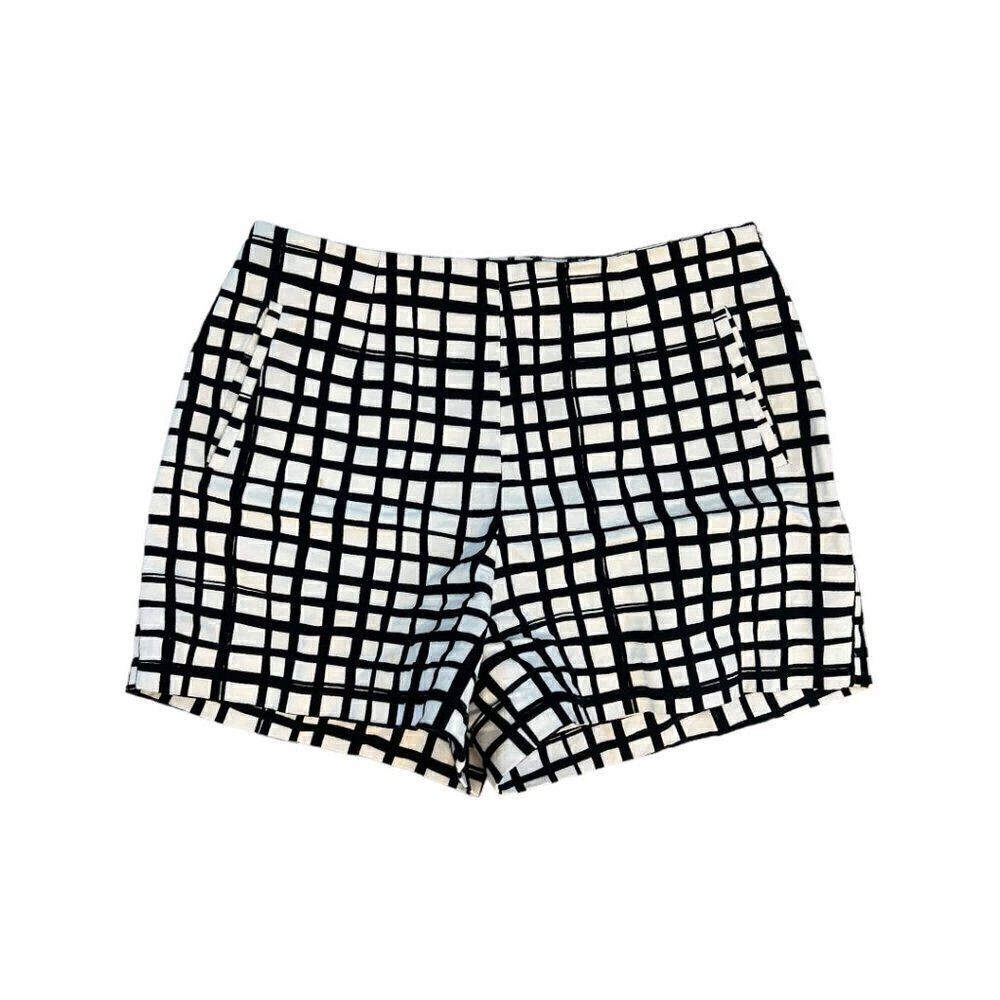 WHIT Structured Shorts Printed Grid Size 4 Women's Cotton